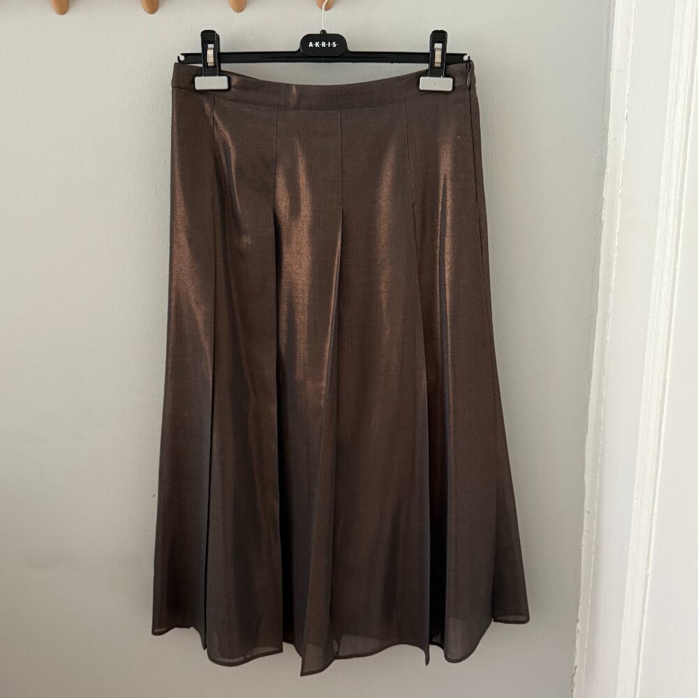 Brunello Cucinelli Pleated Metallic Skirt NWT